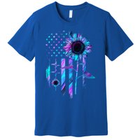 You Are My Sunshine Sunflower American Flag Usa Patriotic Gift Premium T-Shirt