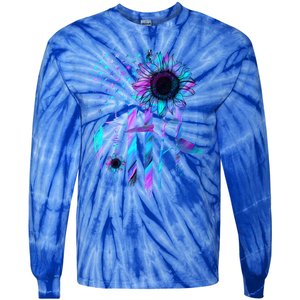 You Are My Sunshine Sunflower American Flag Usa Patriotic Gift Tie-Dye Long Sleeve Shirt