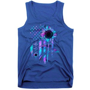 You Are My Sunshine Sunflower American Flag Usa Patriotic Gift Tank Top