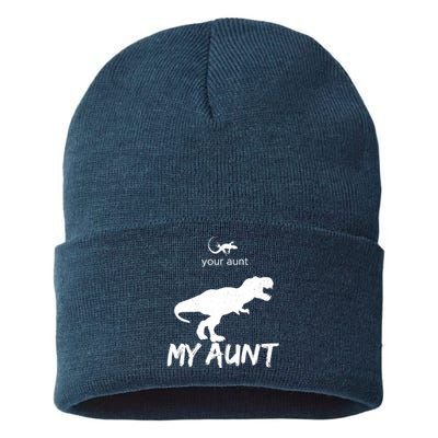 Your Aunt My Aunt Funny Lizard Cute Auntie Dinosaur Family Sustainable Knit Beanie