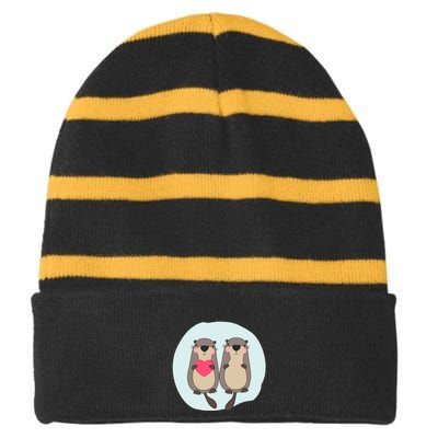 You Are My Otter Half – Funny Otter Lover Striped Beanie with Solid Band