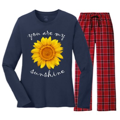 You Are My Sunshine Sunflower Women's Long Sleeve Flannel Pajama Set 