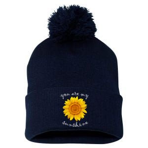 You Are My Sunshine Sunflower Pom Pom 12in Knit Beanie