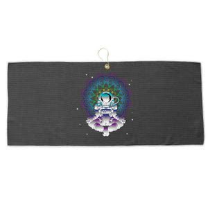 Yoga Astronaut Mandala Zen Meditation Lotus Pose Large Microfiber Waffle Golf Towel