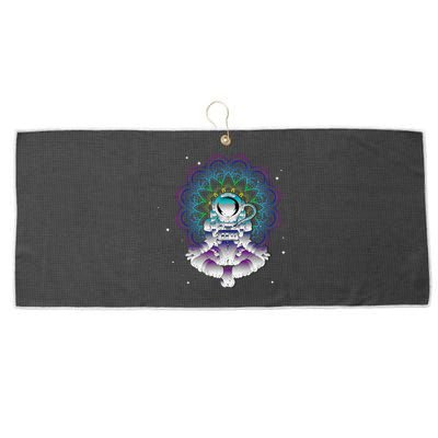 Yoga Astronaut Mandala Zen Meditation Lotus Pose Large Microfiber Waffle Golf Towel