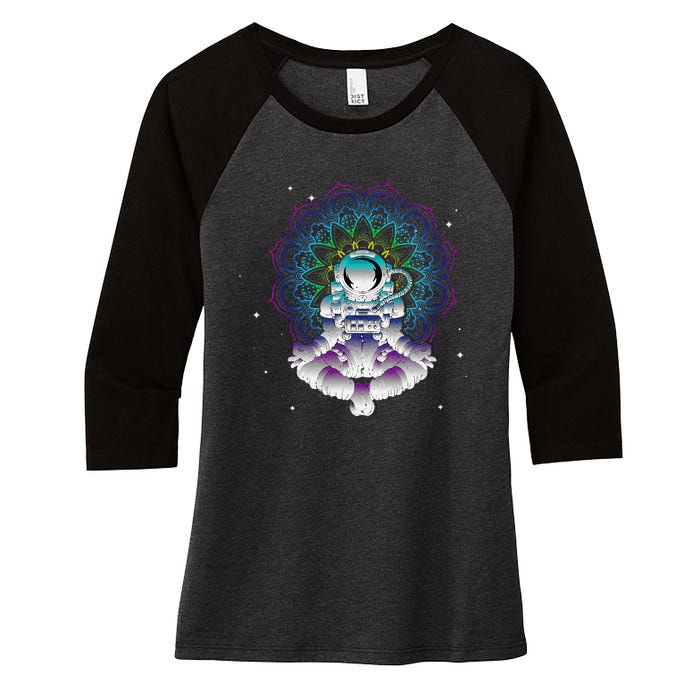 Yoga Astronaut Mandala Zen Meditation Lotus Pose Women's Tri-Blend 3/4-Sleeve Raglan Shirt