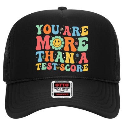 You Are More Than A Test Score Groovy Teacher Testing Day High Crown Mesh Back Trucker Hat