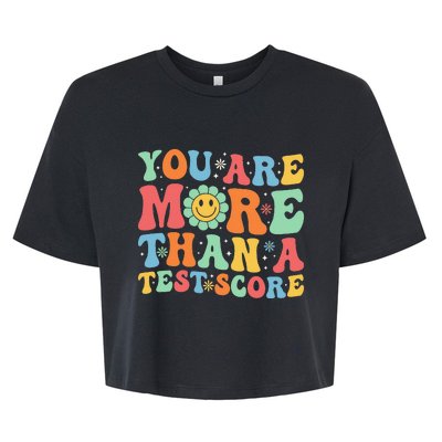 You Are More Than A Test Score Groovy Teacher Testing Day Bella+Canvas Jersey Crop Tee