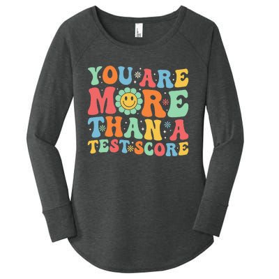 You Are More Than A Test Score Groovy Teacher Testing Day Women's Perfect Tri Tunic Long Sleeve Shirt