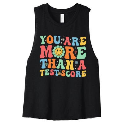 You Are More Than A Test Score Groovy Teacher Testing Day Women's Racerback Cropped Tank