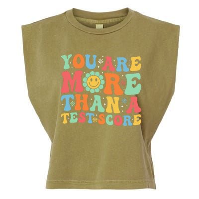 You Are More Than A Test Score Groovy Teacher Testing Day Garment-Dyed Women's Muscle Tee