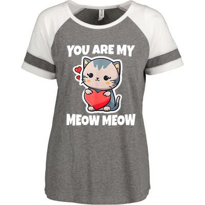 You Are My Meow Meow Valentine Happy Valentine's Day Enza Ladies Jersey Colorblock Tee