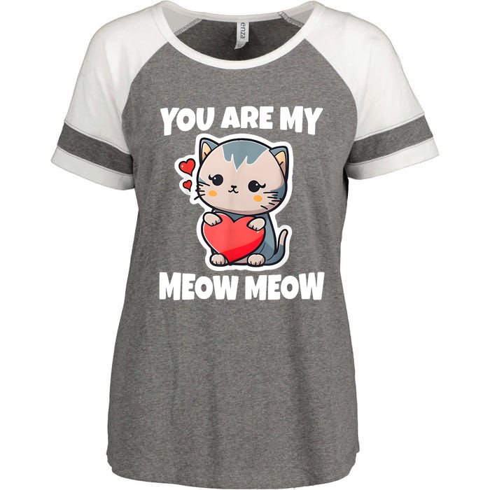 You Are My Meow Meow Valentine Happy Valentine's Day Enza Ladies Jersey Colorblock Tee