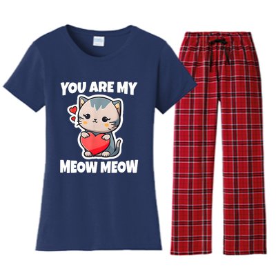 You Are My Meow Meow Valentine Happy Valentine's Day Women's Flannel Pajama Set