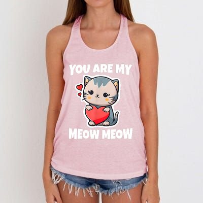 You Are My Meow Meow Valentine Happy Valentine's Day Women's Knotted Racerback Tank