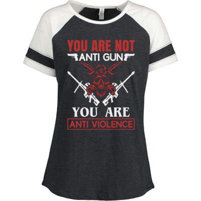 You Are Not anti Gun You Are Anti Viloence Enza Ladies Jersey Colorblock Tee