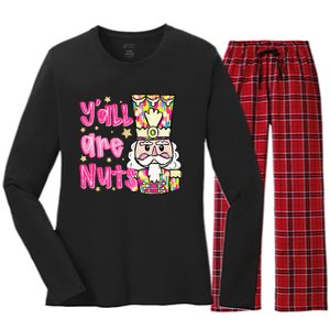 YAll Are Nuts Merry Christmas Nutcracker Lover Women's Long Sleeve Flannel Pajama Set 