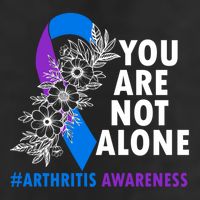 You Are Not Alone Purple And Blue Ribbon Arthritis Awareness Cool Gift 7 Panel Mesh Trucker Snapback Hat