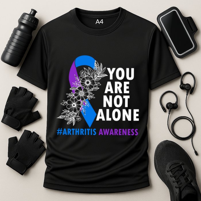 You Are Not Alone Purple And Blue Ribbon Arthritis Awareness Cool Gift Cooling Performance Crew T-Shirt
