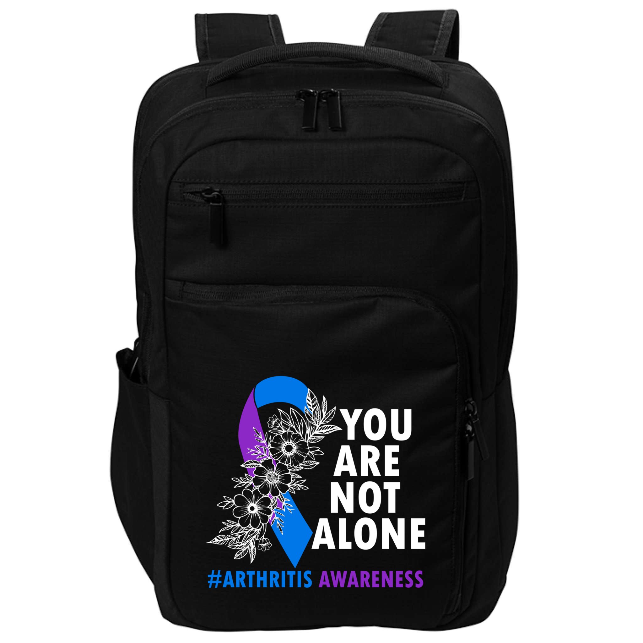 You Are Not Alone Purple And Blue Ribbon Arthritis Awareness Cool Gift Impact Tech Backpack