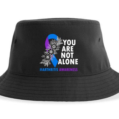 You Are Not Alone Purple And Blue Ribbon Arthritis Awareness Cool Gift Sustainable Bucket Hat