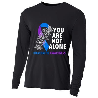 You Are Not Alone Purple And Blue Ribbon Arthritis Awareness Cool Gift Cooling Performance Long Sleeve Crew