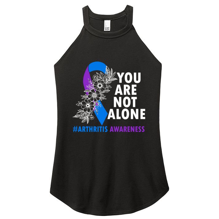 You Are Not Alone Purple And Blue Ribbon Arthritis Awareness Cool Gift Women's Perfect Tri Rocker Tank