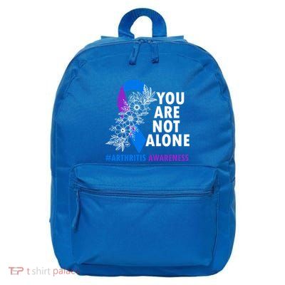 You Are Not Alone Purple And Blue Ribbon Arthritis Awareness Cool Gift 16 in Basic Backpack