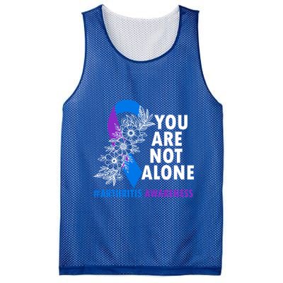 You Are Not Alone Purple And Blue Ribbon Arthritis Awareness Cool Gift Mesh Reversible Basketball Jersey Tank