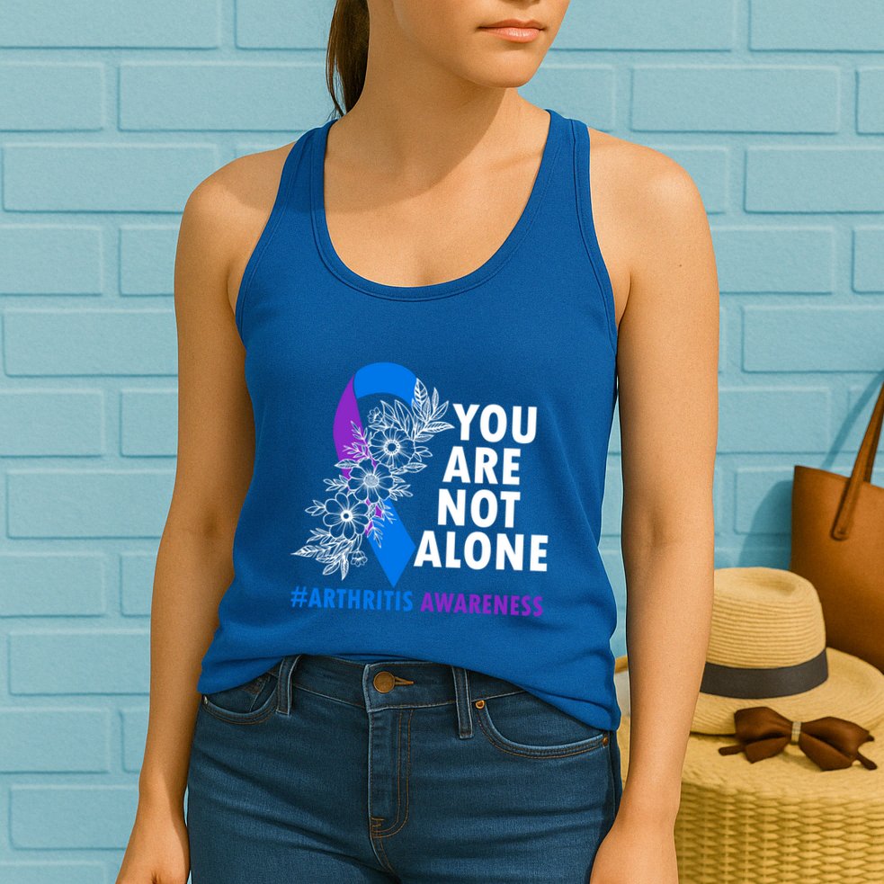 You Are Not Alone Purple And Blue Ribbon Arthritis Awareness Cool Gift Womens Tank Top