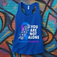 You Are Not Alone Purple And Blue Ribbon Arthritis Awareness Cool Gift Womens Tank Top
