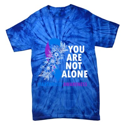 You Are Not Alone Purple And Blue Ribbon Arthritis Awareness Cool Gift Tie-Dye T-Shirt