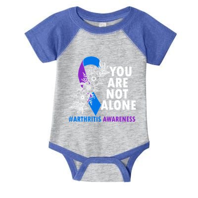 You Are Not Alone Purple And Blue Ribbon Arthritis Awareness Cool Gift Infant Baby Jersey Bodysuit