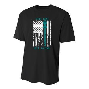 You Are Not Alone Sexual Assault Awareness American Flag Youth Performance Sprint T-Shirt