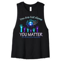 You Are Not Alone You Matter Suicide Prevention Awareness Women's Racerback Cropped Tank