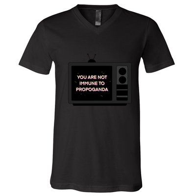 You Are Not Immune To Propoganda Glitch Tv V-Neck T-Shirt