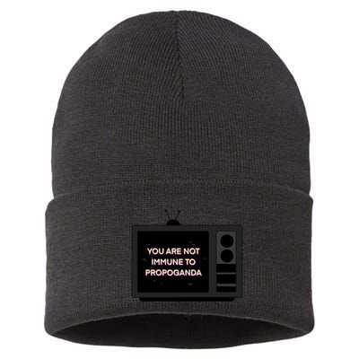 You Are Not Immune To Propoganda Glitch Tv Sustainable Knit Beanie