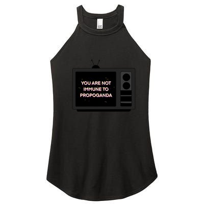 You Are Not Immune To Propoganda Glitch Tv Women's Perfect Tri Rocker Tank