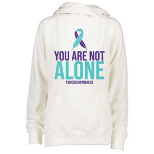 You Are Not Alone Sucide Awareness Ribbon Womens Funnel Neck Pullover Hood