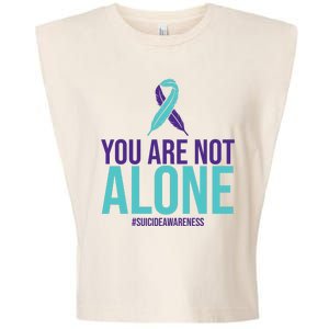 You Are Not Alone Sucide Awareness Ribbon Garment-Dyed Women's Muscle Tee