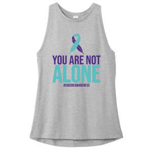 You Are Not Alone Sucide Awareness Ribbon Ladies PosiCharge Tri-Blend Wicking Tank