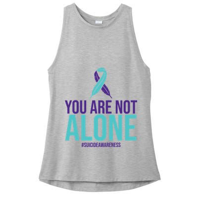 You Are Not Alone Sucide Awareness Ribbon Ladies PosiCharge Tri-Blend Wicking Tank