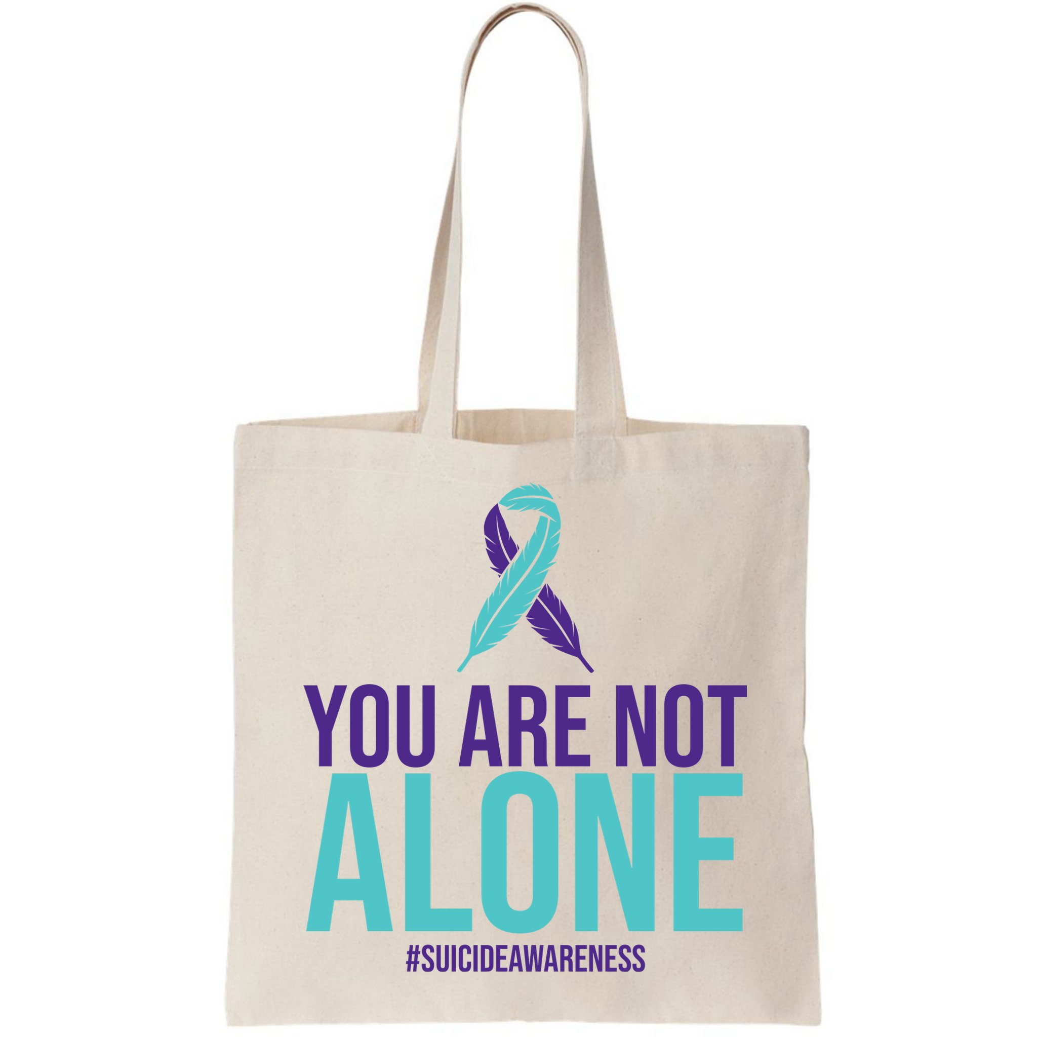 You Are Not Alone Sucide Awareness Ribbon Bag