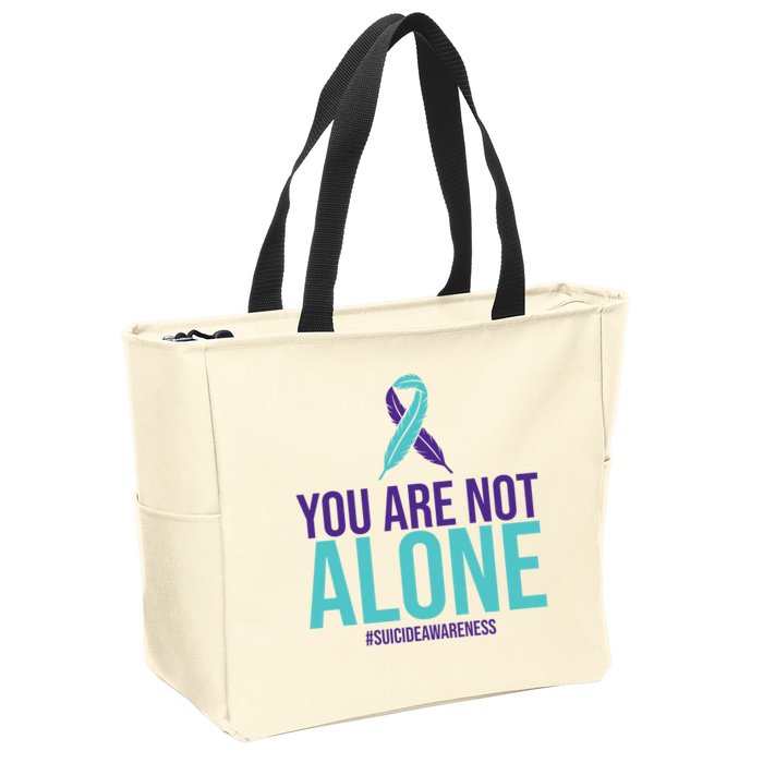 You Are Not Alone Sucide Awareness Ribbon Zip Tote Bag