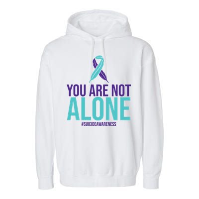 You Are Not Alone Sucide Awareness Ribbon Garment-Dyed Fleece Hoodie