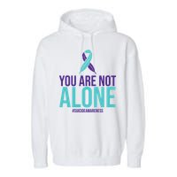 You Are Not Alone Sucide Awareness Ribbon Garment-Dyed Fleece Hoodie