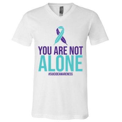 You Are Not Alone Sucide Awareness Ribbon V-Neck T-Shirt