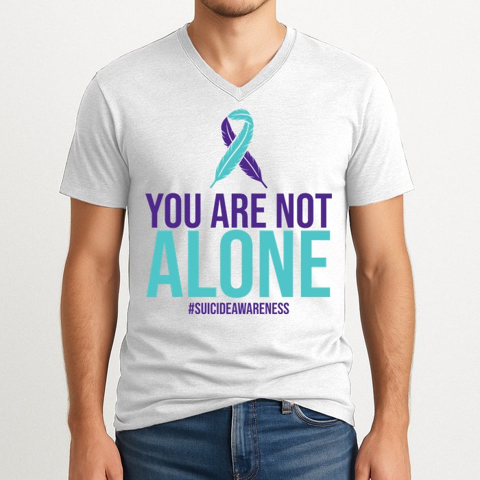 You Are Not Alone Sucide Awareness Ribbon V-Neck T-Shirt