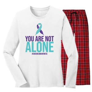 You Are Not Alone Sucide Awareness Ribbon Women's Long Sleeve Flannel Pajama Set 