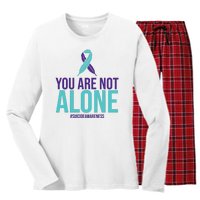 You Are Not Alone Sucide Awareness Ribbon Women's Long Sleeve Flannel Pajama Set 